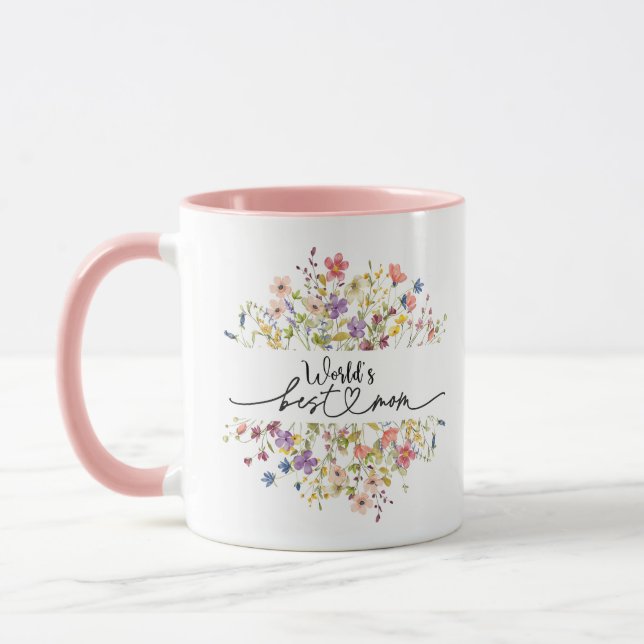 Mug Meilleure maman Fleur sauvage photo Journée mondia (Gauche)