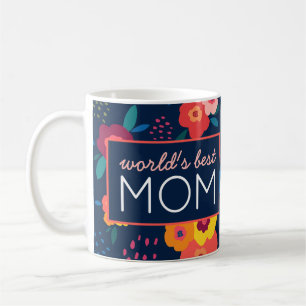 Mug Meilleure maman Florale moderne en bleu au monde