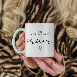 Mug Meilleure maman Gold Heart Moderne Calligraphie Mi
