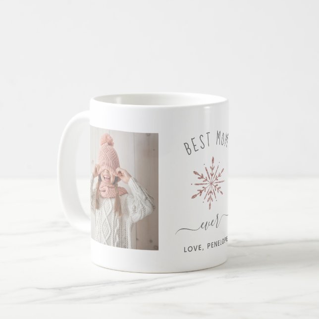 Mug Meilleure maman jamais | Deux photos et Rose Gold  (Devant gauche)