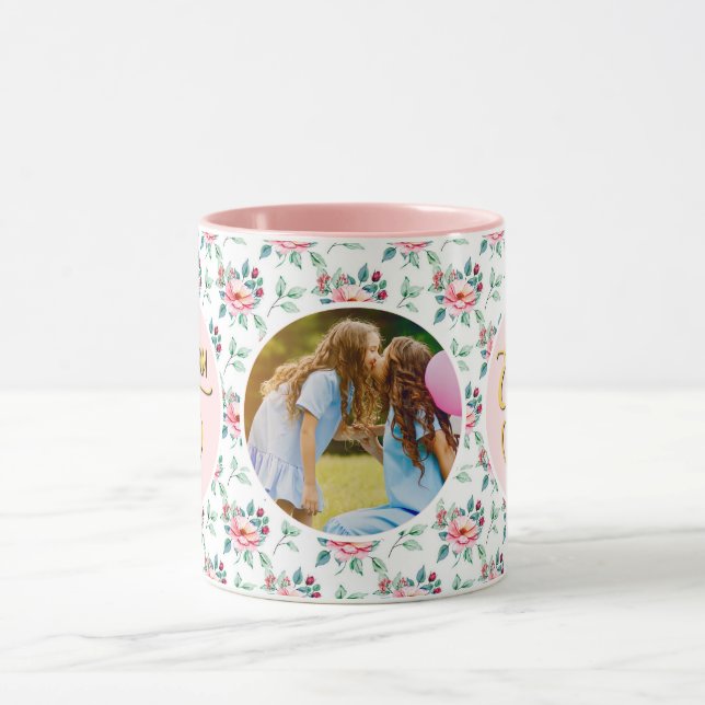 Mug Meilleure maman Jamais Floral Photo Fête des Mères (Centre)