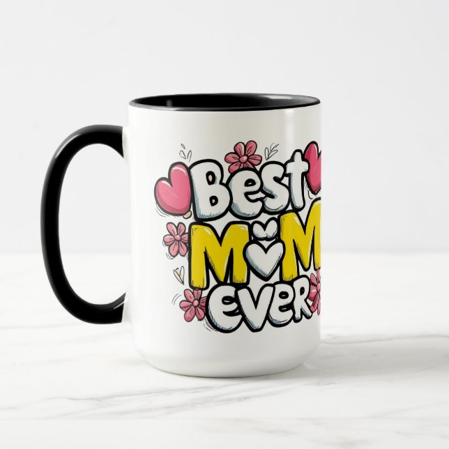 Mug Meilleure maman jamais - Kawaii Doodle Style avec  (Gauche)