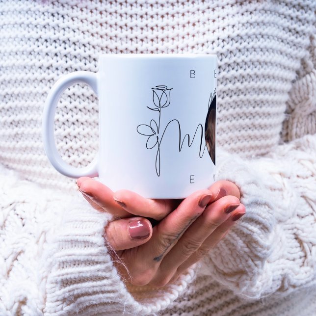 Mug Meilleure maman jamais moderne typographie florale (Créateur téléchargé)