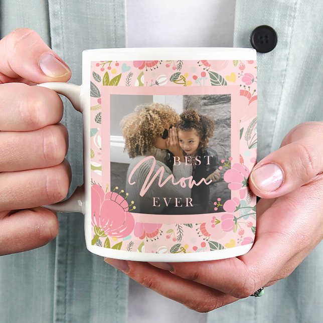Mug Meilleure maman jamais photo Mothers Day fleurs sa (Créateur téléchargé)