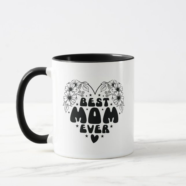 Mug Meilleure maman jamais rétro Floral Fête des Mères (Gauche)