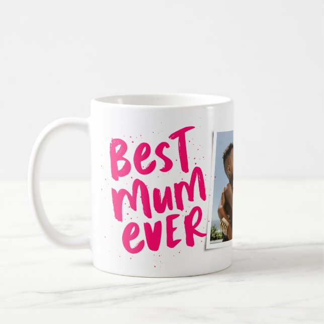 Mug Meilleure maman jamais rose moderne photo Fête des (Gauche)