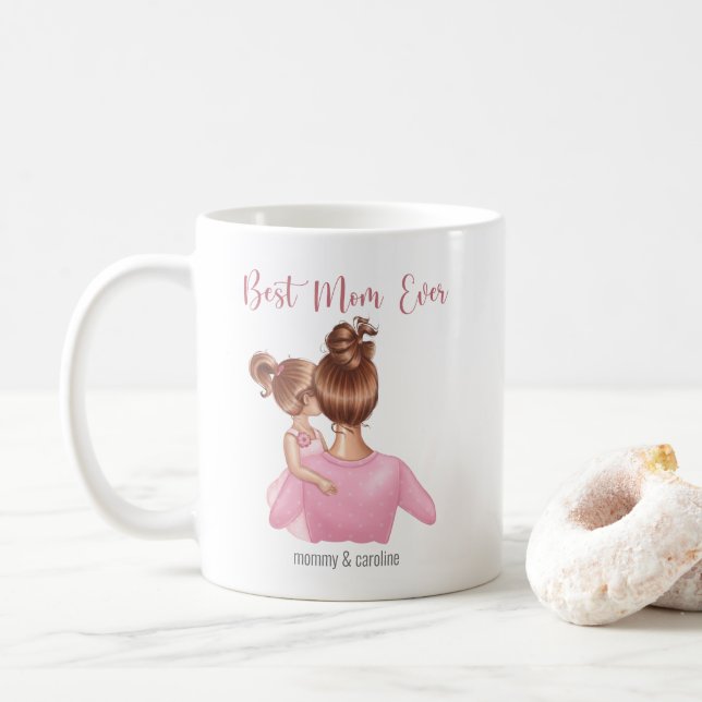 Mug Meilleure maman jamais rose personnalisée (Avec donut)