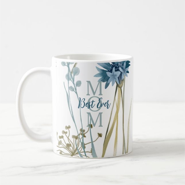 Mug Meilleure Maman Jour des Mères Monogramme Floral (Gauche)