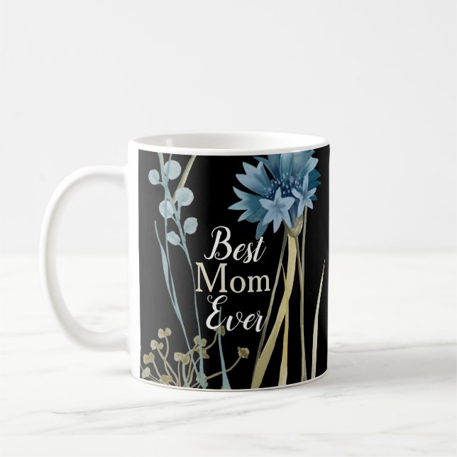 Mug Meilleure Maman Jour des Mères Monogramme Floral (Gauche)