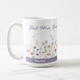 Mug Meilleure maman Jour Fleur sauvage Enfants Noms Fê