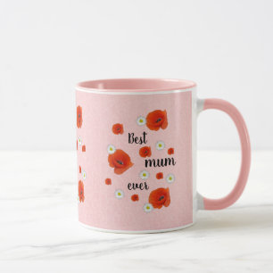 Mug Meilleure maman - marguerites et pavots, coutume