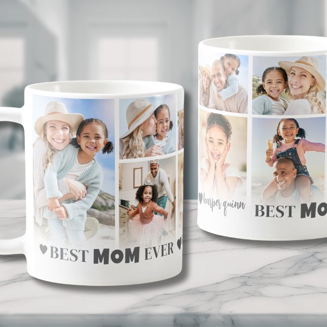 Mug Meilleure maman photo Collage mère (Best Mom Ever 8 Photo Collage Mothers Day Coffee Mug)