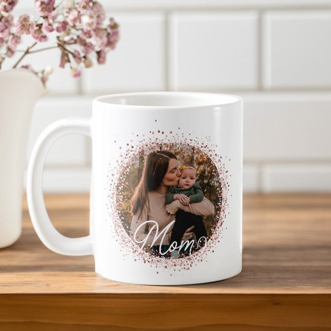 Mug Meilleure maman Rose Parties scintillant d'or jama (Best Mom Ever Rose Gold Glitter Photo Mother's Day Coffee Mug)