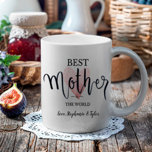 Mug Meilleure mère dans le monde Aquarelle rose Coeur