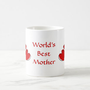 Mug Meilleure mère du monde Custom Red Sketchy Hearts 