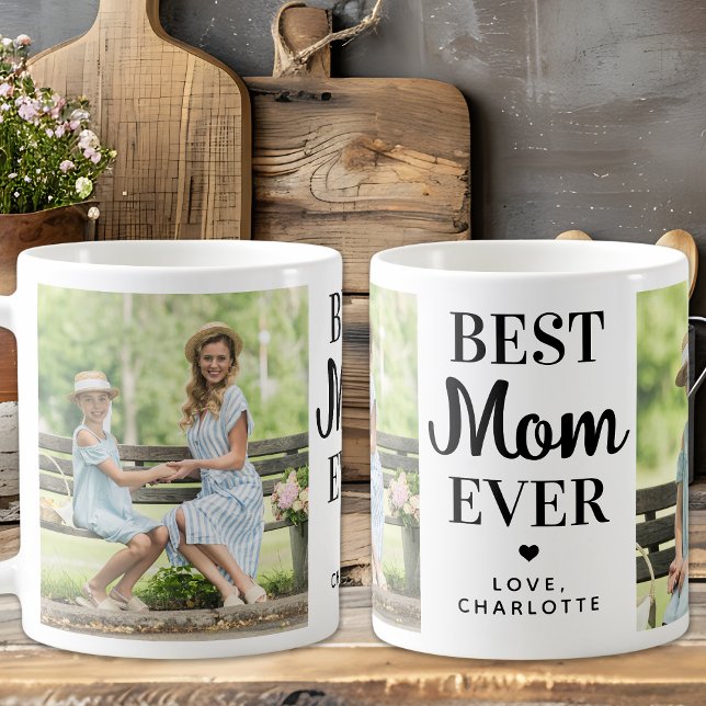 Mug Meilleure MOM Ever Custom 2 Photo Mignonne Fête de (Créateur téléchargé)