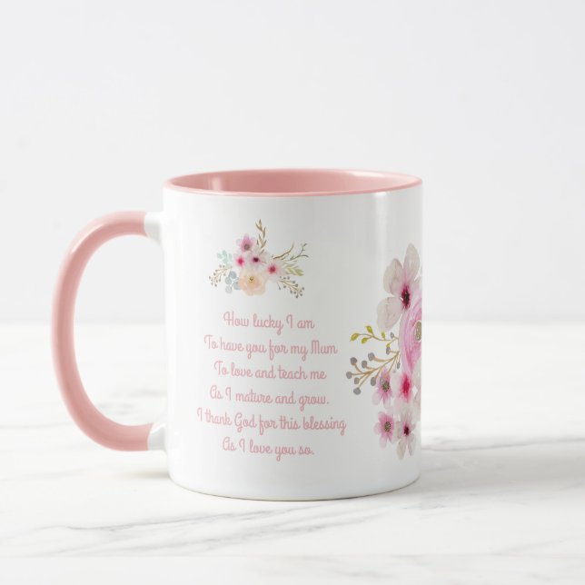 Mug Meilleure MUM Mothers Day Poem Pink Flowers (Gauche)