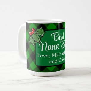 Mug Meilleure Nana jamais vert classique Plaid Holly b