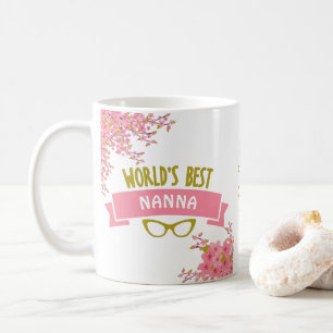 Mug Meilleure Nanna Plutôt rose florale du monde
