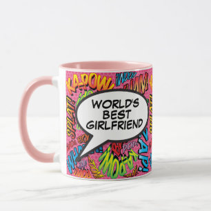 Mug Meilleure petite amie au monde Amusant Rétro Bande