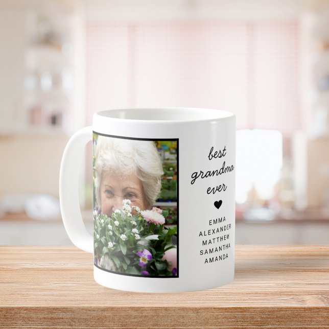 Mug Meilleure photo personnalisée de grand-mère (Cute Personalized Best Grandma Ever Photo Coffee Mug)