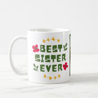 Mug 'Meilleure soeur Ever'Jaune Vert moderne illustrat