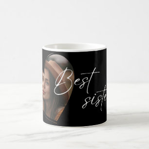 Mug Meilleure Soeur Photo Élégante Noir Moderne