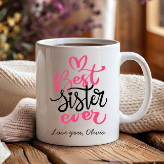 Mug Meilleure sœur rose et noir pour toujours 