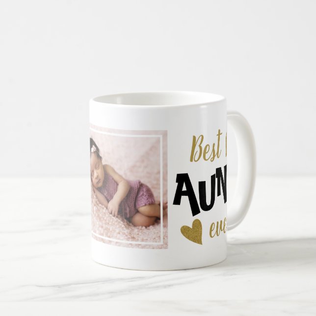 Mug Meilleure Tante Jamais Deux Photo Noir Et Or (Devant droit)