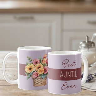 Mug Meilleure tante jamais gerbera fleurs bourgogne