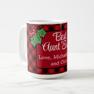Mug Meilleure tante jamais Noël classique Red Plaid Ho