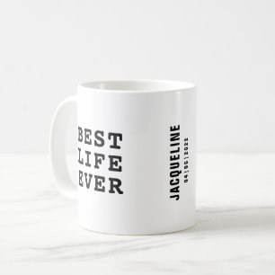 Mug Meilleure vie personnalisée en noir et blanc