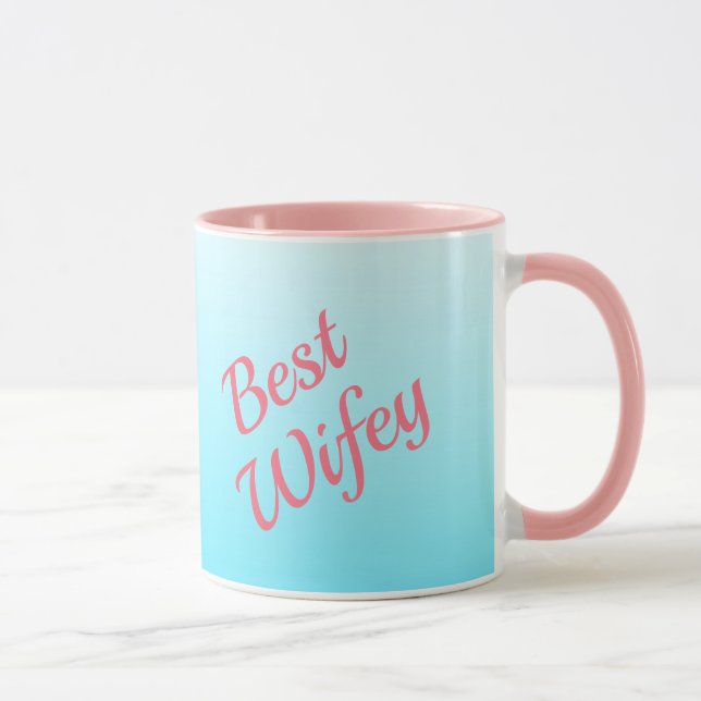 Mug Meilleure Wifey turquoise et rose (Droite)