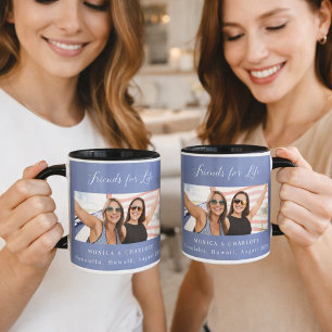Mug Meilleurs amis bleu poussiéreux noms photo