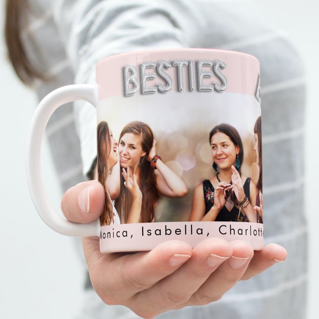 Mug Meilleurs amis blush rose argent besties photo (Créateur téléchargé)