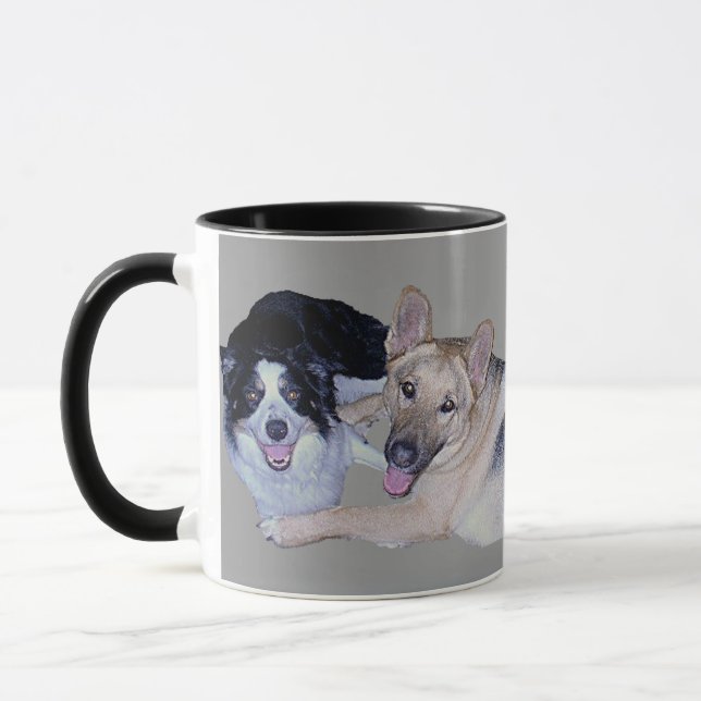 Mug Meilleurs amis Bordure Collie & Berger allemand (Gauche)