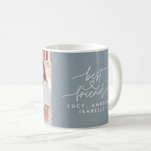 Mug Meilleurs amis coeur script photo élégant bleu pou