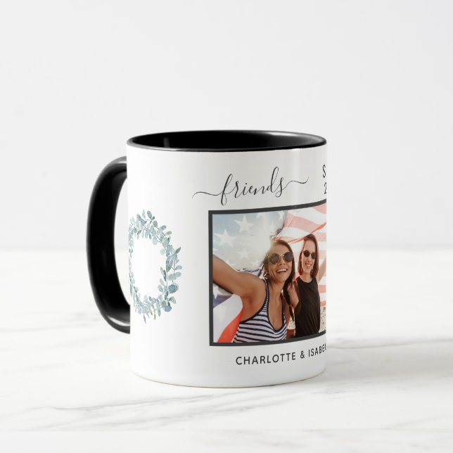 Mug Meilleurs amis eucalyptus vert nom photo scrip (Devant gauche)