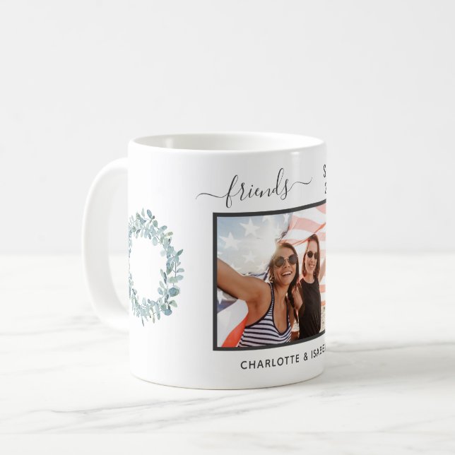 Mug Meilleurs amis photo noms eucalyptus verdure (Devant gauche)