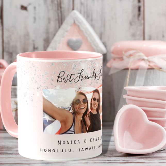 Mug Meilleurs amis pour toujours rose pâle parties sci (Créateur téléchargé)