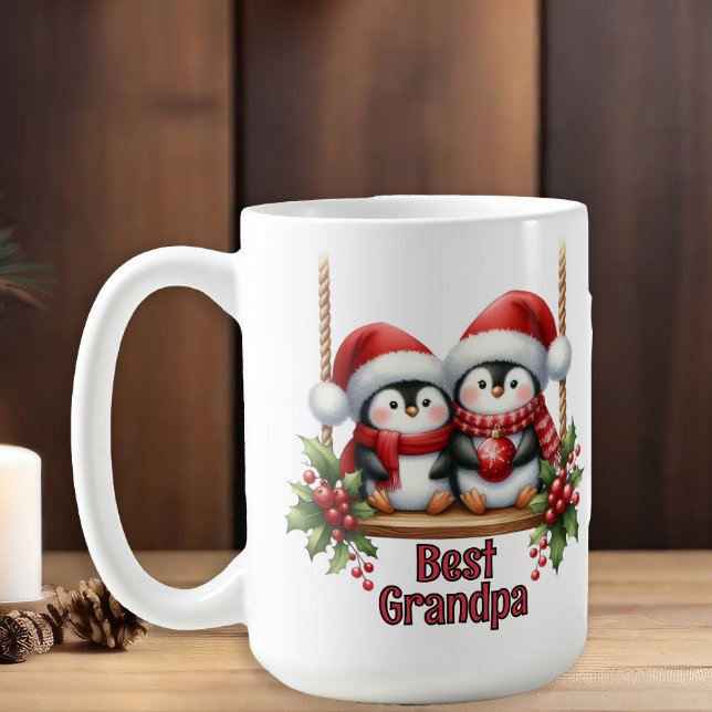 Mug Meilleurs Grands-Pères Manchots de Noël (Cute Christmas Penguins Best Grandpa Mug)