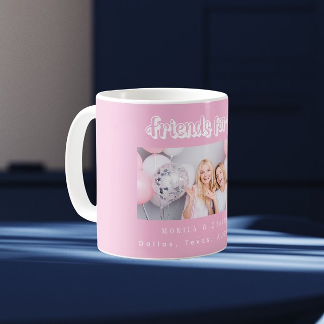 Mug Meilleurs noms de photos d'amis rose blanc (Créateur téléchargé)