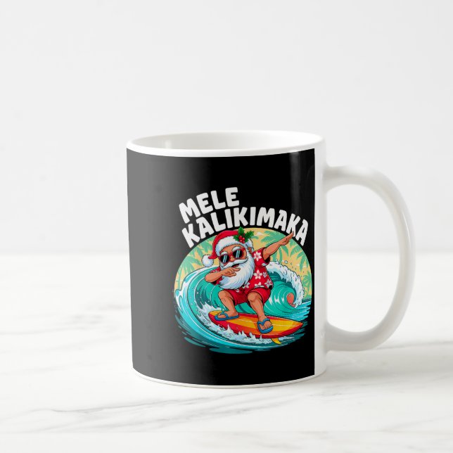 Mug Mele Kalikimaka Hawaiian Christmas Santa Surfing B (Droite)