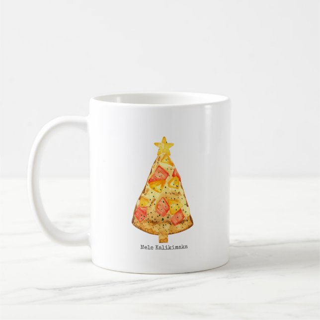 Mug Mele Kalikimaka Joyeuse pizza hawaïenne de Noël (Gauche)