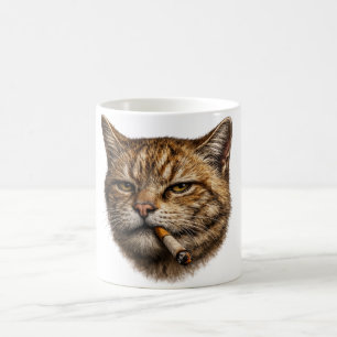 Mug Mème de chat drôle et cool qui fume une cigarette