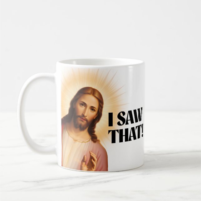 Mug Mème De Jésus Drôle J'Ai Vu Ça (Gauche)