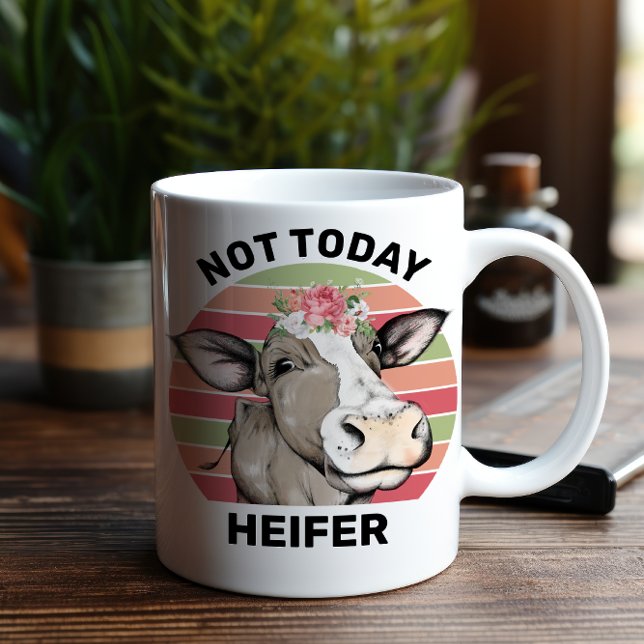 Mug Mème de vache pas aujourd'hui Heifer (Start your morning coffee right and stand out from the herd with this “udderly” fantastic mug.)