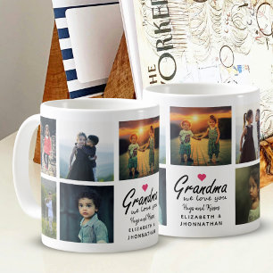 Mug Mémé nous t'aimons Script Petits-enfants Collage d