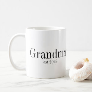 Mug Mémé personnalisé moderne noir et blanc