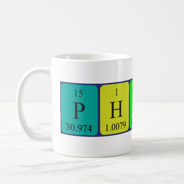Mug Mémoire de nom de table périodique de physique (Gauche)